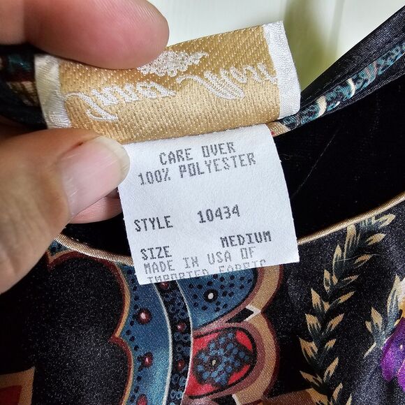 Inner Most Women's Satin Top Colorful Boho Velvet Trim Size Medium - Picture 5 of 9